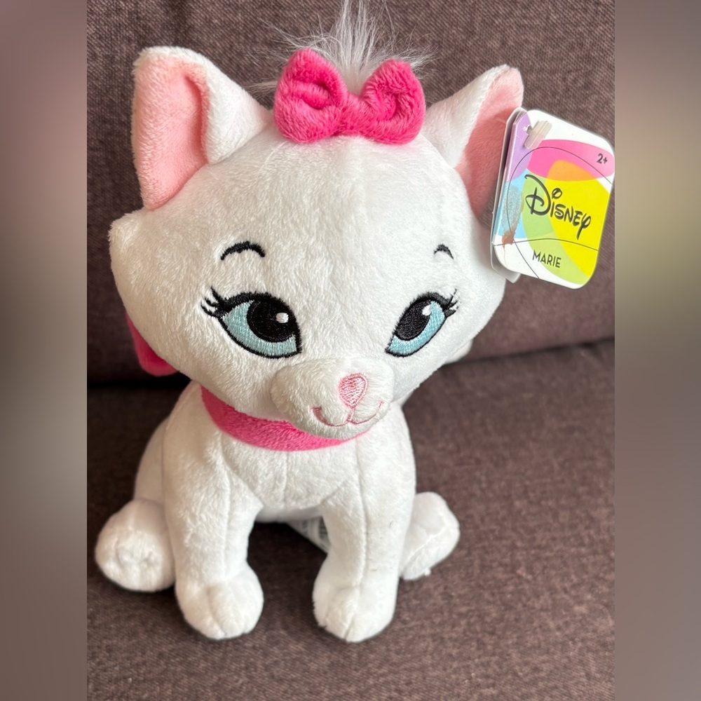 Disney Marie Plush Cat Toy in White and Pink
